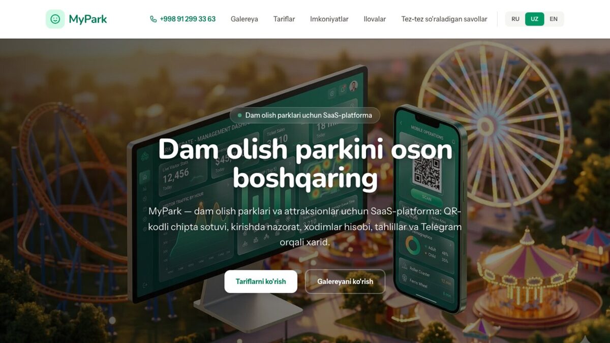 MyPark — dam olish parklari uchun SaaS platforma
