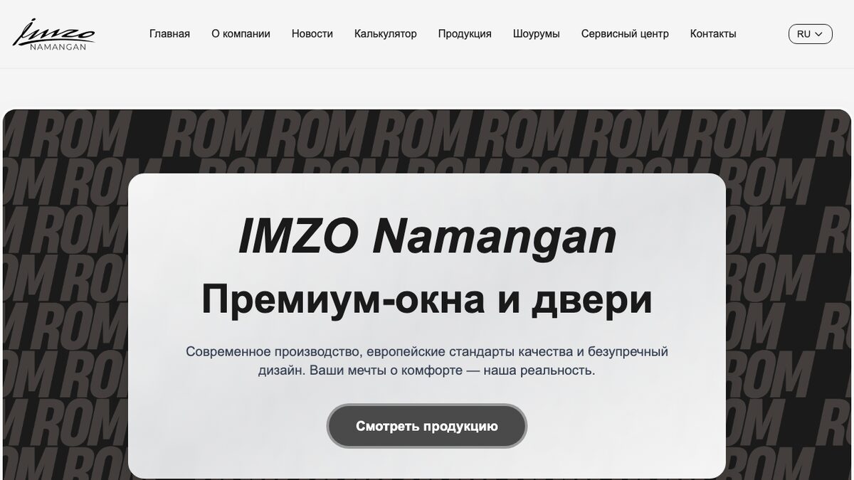 IMZO Namangan — deraza va eshik ishlab chiqaruvchi sayti